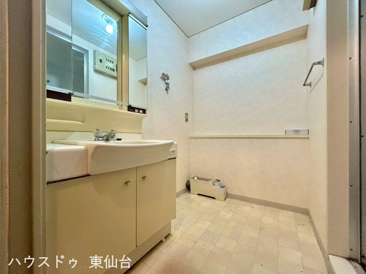 大きな洗濯機も置けそうな洗面脱衣所です