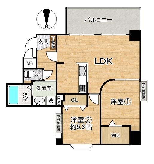 【間取り】
■2LDK■専有面積55.08㎡■バルコニー面積9.60㎡