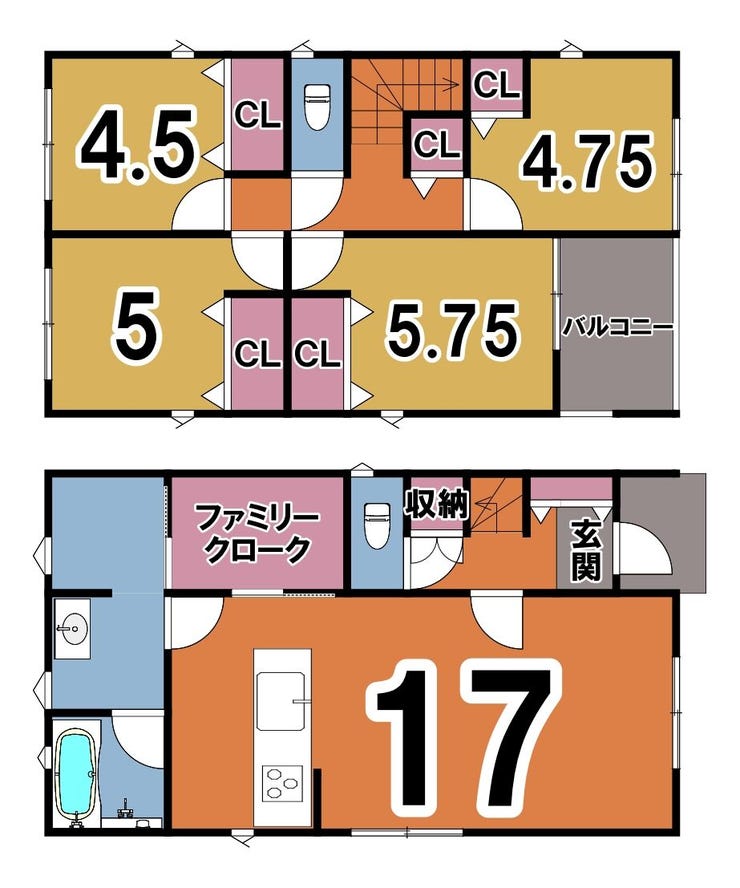 【間取り】
2階4部屋
1階に収納部屋もあって
便利な間取りです