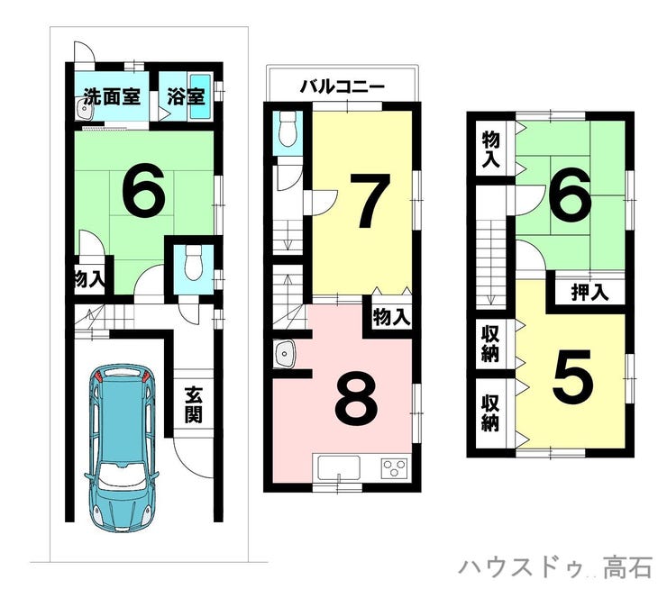 【間取り】
駐車場制限
高さ:2200mm
幅 :1900mm
奥行:4800mm