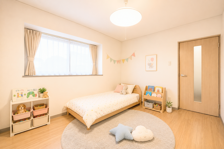 【北側6帖洋室】北向き部屋は柔らかな光が長時間続くので、
勉強やデスクワークなど落ち着いて作業したいという方には
向いているといえます。