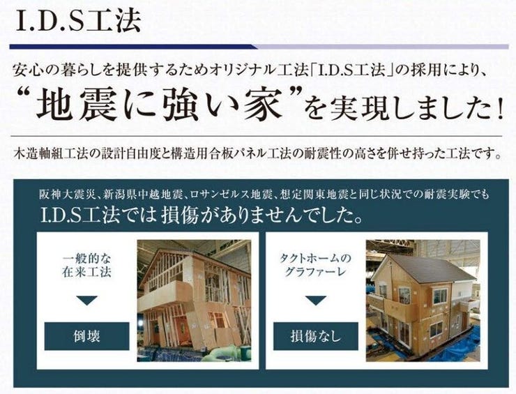 【point1】~IDS工法~オリジナル工法「IDS工法」の採用により、地震に強い家を実現しました。