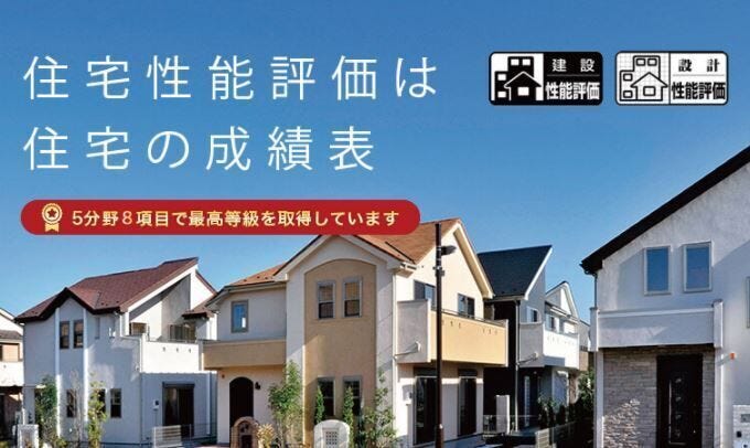 飯田グループホールディングスは、お客様とご家族が安心して、
末永く住み続けることができる「すまい」を提供する為、
住宅性能表示制度の8項目の等級を取得した分譲戸建住宅をお届けします。