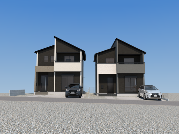 【糟屋郡志免町桜丘 新築戸建】■駐車スペースは3台分。お車の出し入れしやす並列駐車。