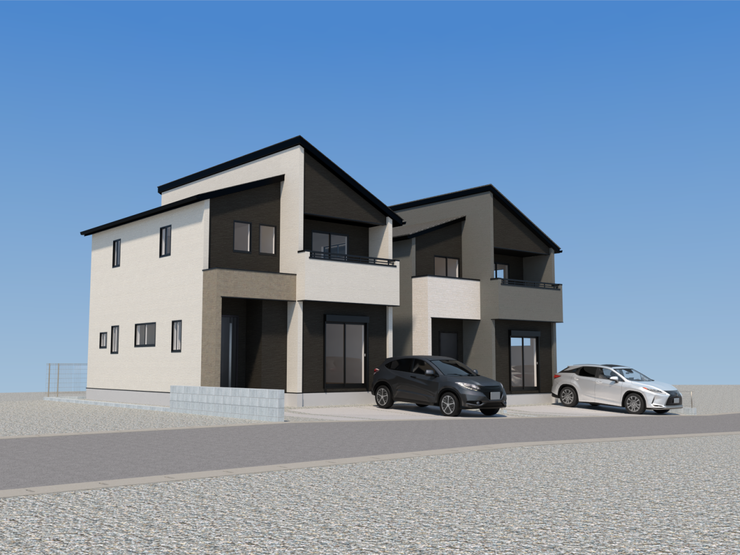 【糟屋郡志免町桜丘 新築戸建】■駐車スペースは3台分。お車の出し入れしやす並列駐車。