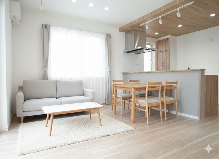 【リビング】
家族の「ちょうどいい」が詰まった新生活! 広々LDKで安心のびのび子育て。 キッチンから見守れて安心の設計です!
C棟に家具してます、ぜひご見学ください。
※家具を設置した場合のイメージ画像です。