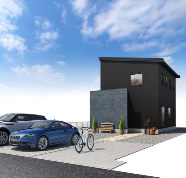 【外観】
並列3台駐車可能です。
外構完了にてお引渡し。