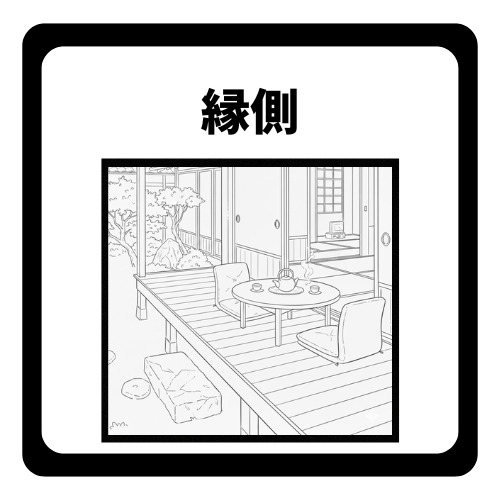 日向ぼっこを楽しめる縁側。ゆったりとした時間を過ごせます。