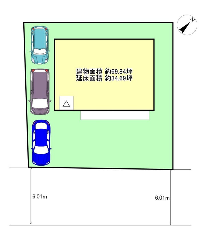 駐車場は3台分。ワンちゃんやお子様が走り回れるお庭付きです。