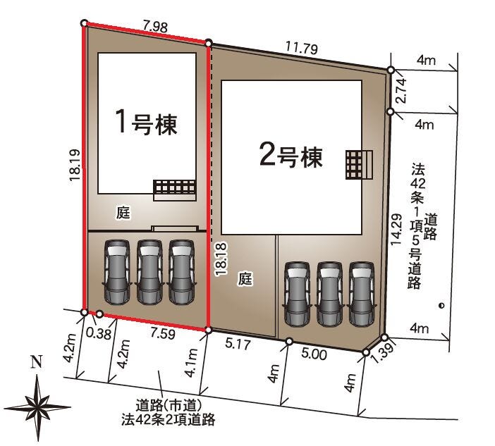■1号棟、車3台駐車可能■