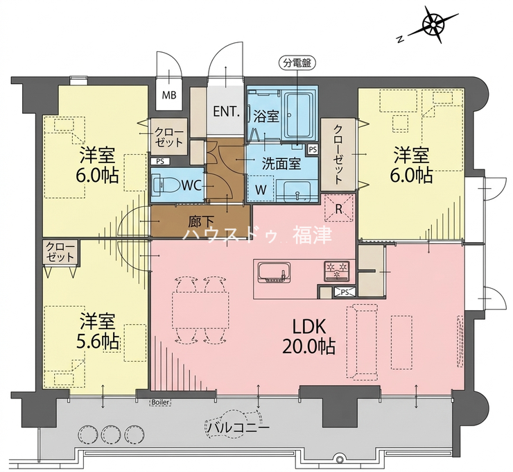 【間取り】
《福岡市東区和白5丁目 中古マンション》
アムール和白駅
※現況優先