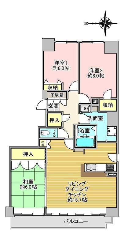 【間取り】
3LDK
専有面積 88.31㎡
バルコニー面積 10.35㎡