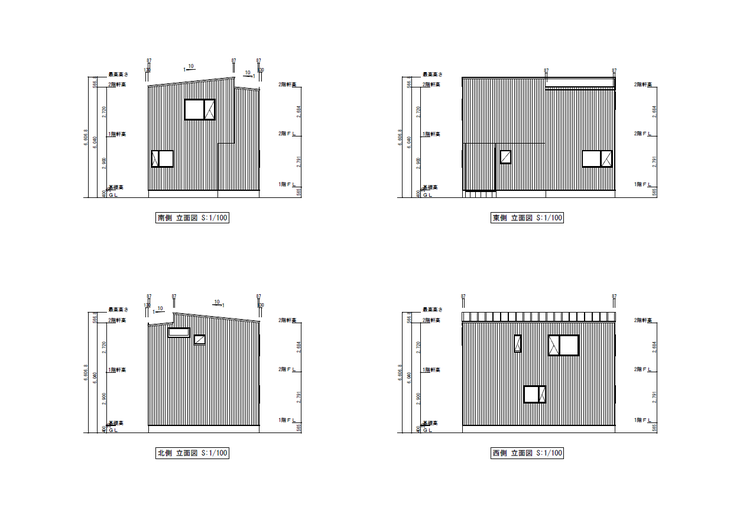 建築プラン例:外観・立面図