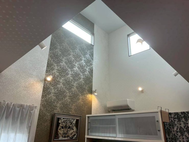 天井は吹き抜けで広く開放的