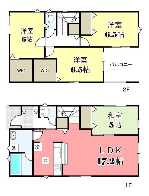 【間取り】
4LDK/駐車2台可能
土地面積/175.01㎡(52.94坪)
建物面積/98.01㎡(29.64坪)