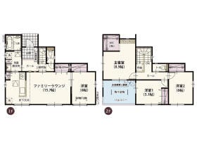 【横尾材木店】建物プラン例
建物総額1980万円
建物面積105.78㎡
他立地条件により別途工事費用が発生する場合がございます