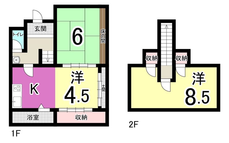 【間取り】
【駐車場2台分】八幡西区京良城町3DK中古戸建♪都市ガス♪追焚機能♪黒畑小学校・引野中学校♪