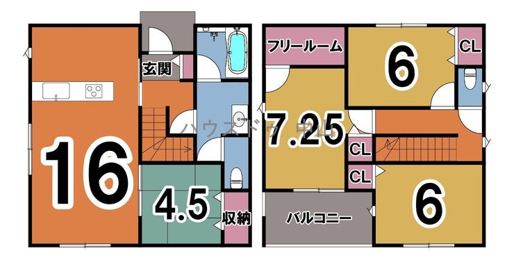 【間取り】
1階和室あり
2階3部屋+フリールーム
インナーバルコニーつき