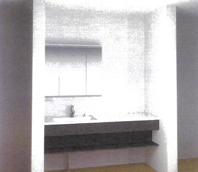 ■□■洗面所イメージ■□■十分な大きさの洗面台は、身だしなみチェックや歯磨きなど、朝の慌ただしい時間でもホテルライクなスペースで余裕とゆとりを感じて頂けます。