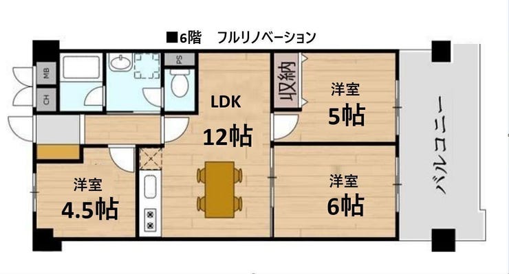 【外観】
白を基調とした、たいへん美しいリフォームです。
フローリングはやや木目があるので、髪の毛などのごみが目立ちすぎることもないです。