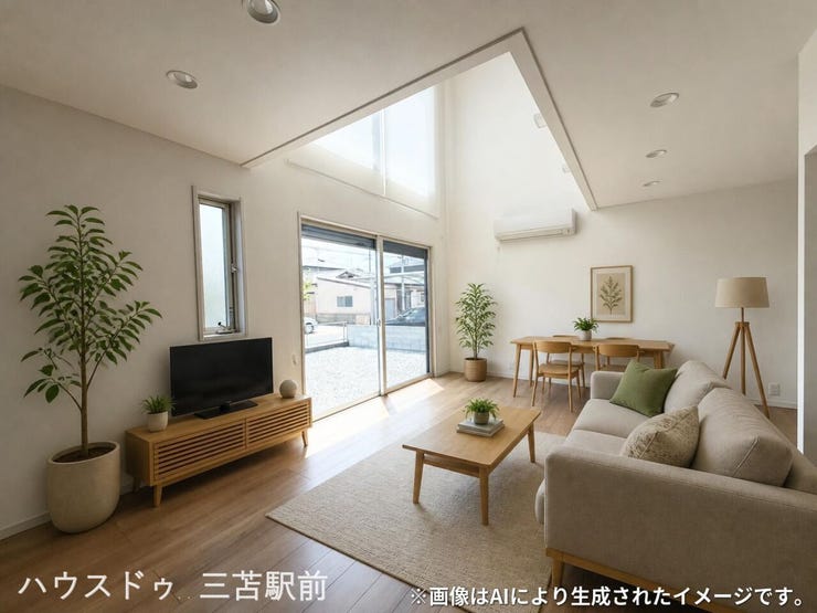 《リビング》
約18帖のリビングは吹抜があり、解放感ある空間に。