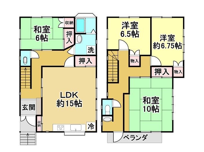 【間取り】
各部屋6帖以上◎
玄関から各部屋・水回りにアクセス可能です!