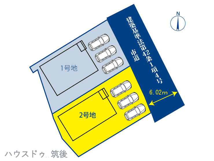 全2棟・駐車3台可能。前面道路も広く出入りスムーズ。