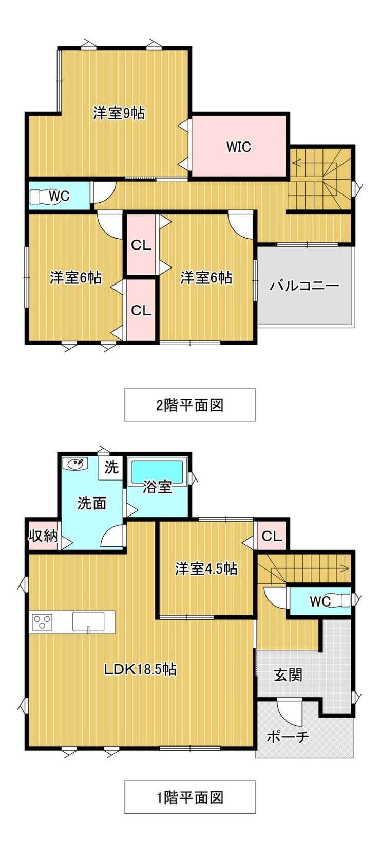 【間取り】
LDK18帖に、回遊性のある家事動線と豊富な収納を配置した4LDK。