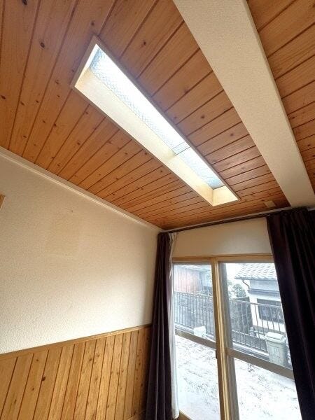 天窓から明るい陽射しがたっぷり差し込みます。