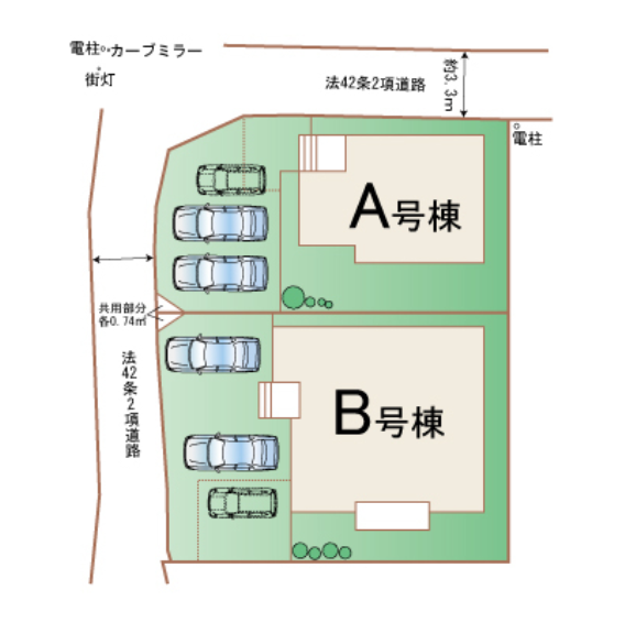 【区画図】
車種により駐車3台可能です