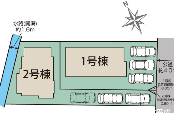【区画図】
1号棟は並列駐車3台可能
