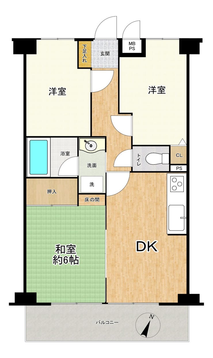 【間取り】
◇ご家族に嬉しい3DKの間取り♪
→朝陽が差し込む南東向きバルコニー付き
→ほっとくつろげる温かみのある和室♪
→独立洗面台付き