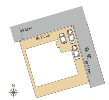 角地のような開放感!南東側が歩道に面した理想的な配置です。