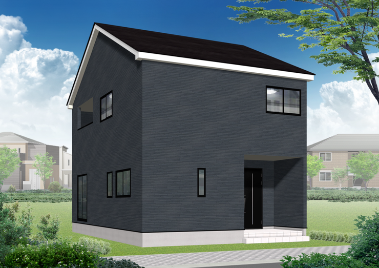 街並みに映えるダークカラーの存在感ある外観。
シンプルながらも印象に残る、スタイリッシュな一邸です。