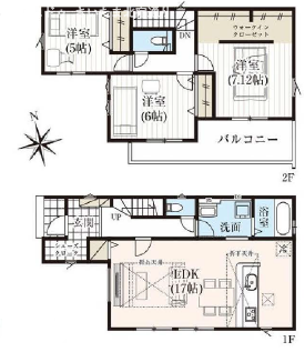 【間取り】
【Floor Plan】
1号棟3LDK+WIC+SIC+カースペース2台
※図面と完成時に相違がある場合は現況優先とします。