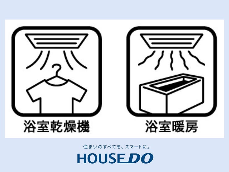 【浴室暖房乾燥機】真冬の寒い浴室を暖かく、雨の日の洗濯物の乾燥などと、多用途に活躍する浴室乾燥暖房機能が標準装備。年中快適に過ごせそうです。また、換気扇も付いているので浴室を清潔に気持ちよく使えます!