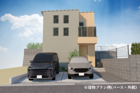 かわいらしいツートンカラーが印象的な2階建て！