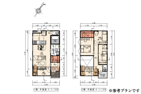 【間取り図】
中二階の2階建てのプラン例です！
ウォークインクローゼット2つと収納大容量♪