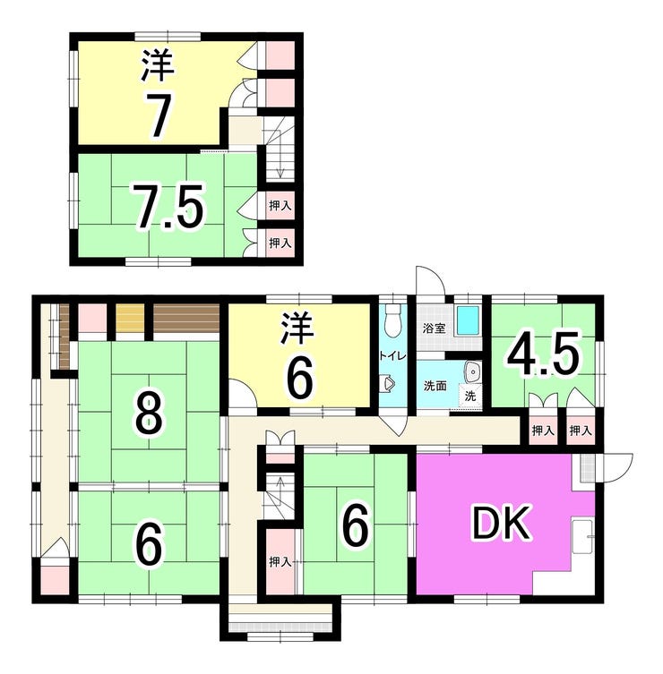 【間取り】
【閑静な住宅街】若松区大字竹並の中古戸建♪花房小・洞北中学校♪プロパンガス♪温水洗浄便座♪