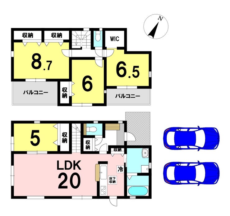 【間取り】
4LDKの間取り
駐車2台可能