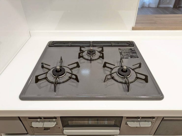 グリル付き三口ガスコンロ