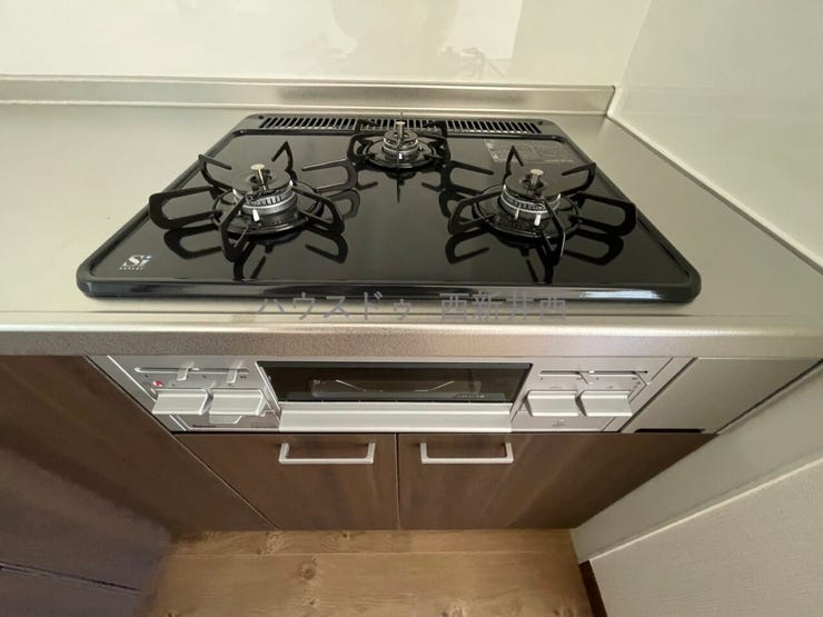 グリル付き3つ口コンロ