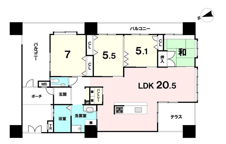 【間取り】
【新登場】2階・4LDK・角部屋・ペット可・駐車場2台可能!宮城小学校徒歩5分♪