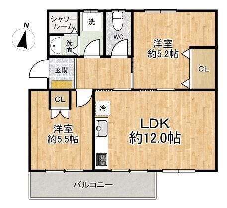 【間取り】
■2LDK■専有面積49.00㎡■バルコニー面積5.84㎡