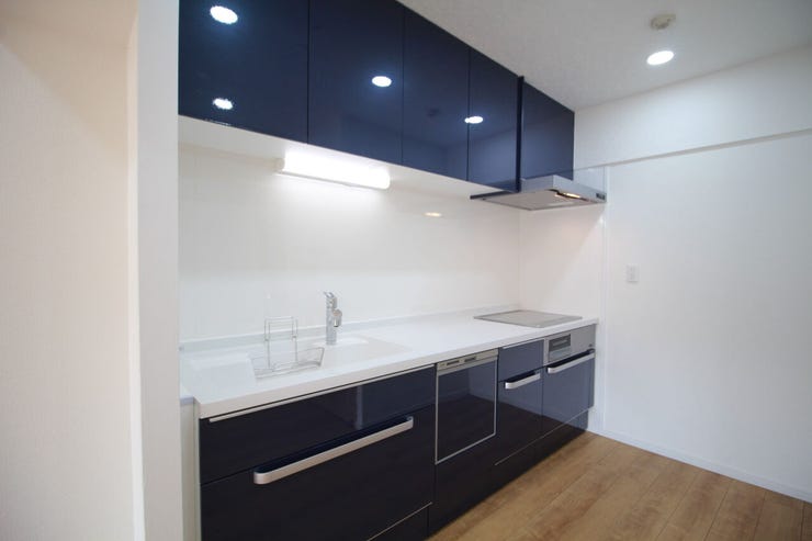 シンプルで使い易いシステムキッチンは広々とした空間で、楽しく料理ができます