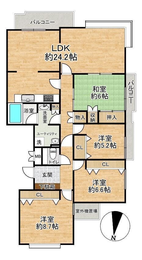 【間取り】
■4LDK■専有面積121.00㎡■バルコニー面積11.86㎡