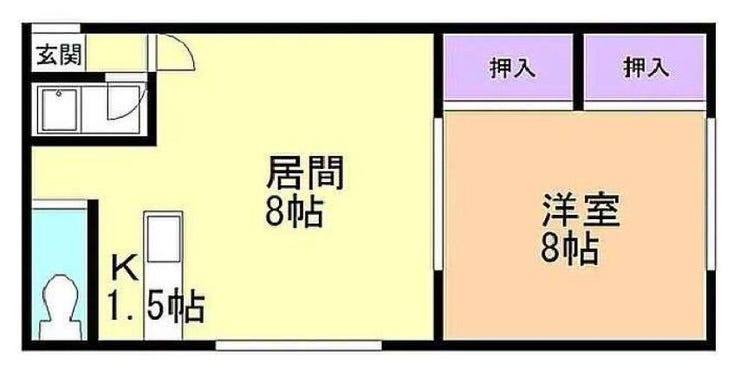 《居住フロア間取り》
バストイレ別の1DK!収納スペースも確保♪※間取り図面は手書きの為現況を優先