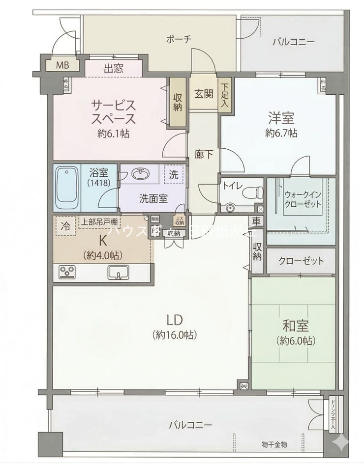 【間取り】
87.66平米のゆとりある2SLDK。全室6帖以上の広さを確保し、大型収納やサービスルームを備えた機能的なプランです。リフォーム済みの綺麗な室内で、ペットと一緒にゆったりとした新生活をスタート。