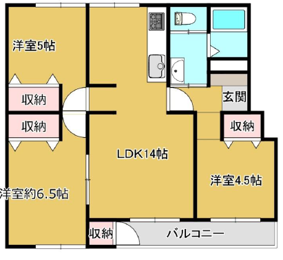 【間取り】
【Floor Plan】
6号棟 3階部分 3LDK+全居室収納
※図面と現況の相違がある場合は現況を優先とします。