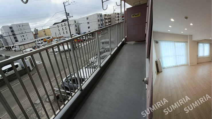 南西向きで日当たり良好
リビングや洋室に面した南西向きバルコニーで、午後の陽光がたっぷり入り明るく快適な空間。